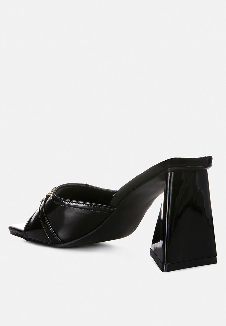 Salisbury Horsebit Buckle Triangular Block Heel Sandals-4