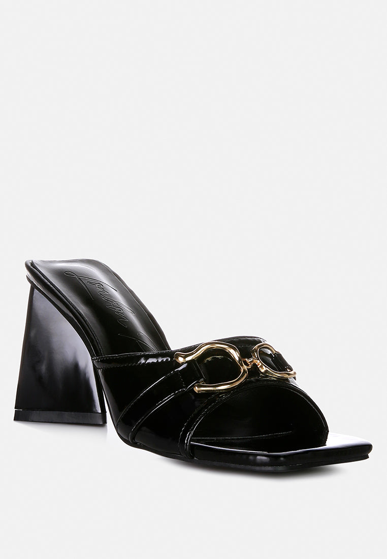 Salisbury Horsebit Buckle Triangular Block Heel Sandals-3
