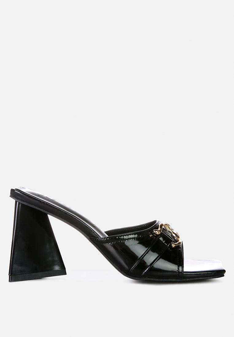 Salisbury Horsebit Buckle Triangular Block Heel Sandals-2
