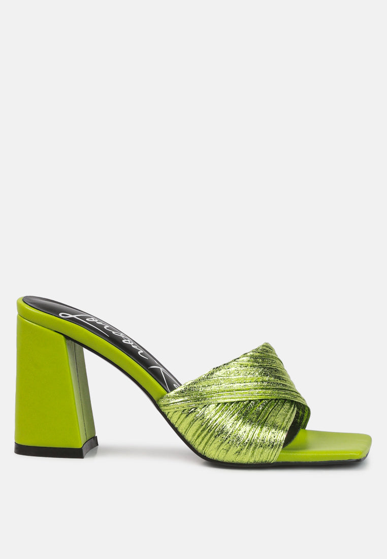 Salty You Crinkled Triangular Block Heel Sandals-0
