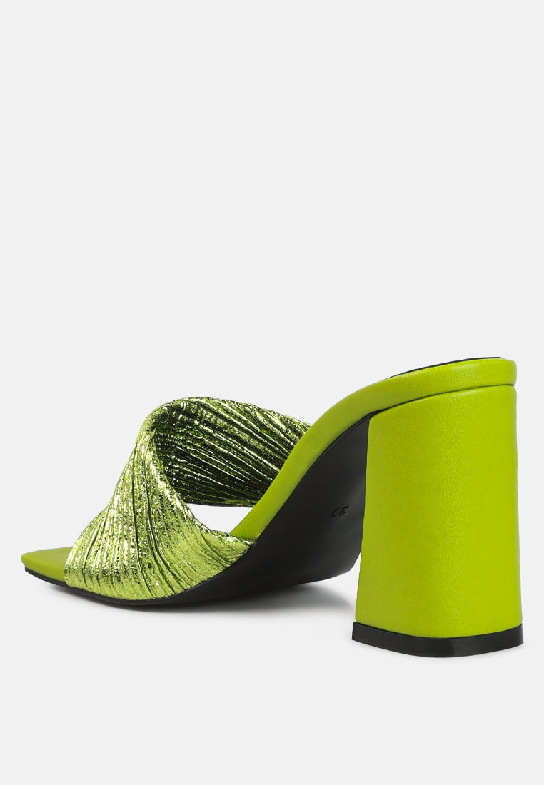 Salty You Crinkled Triangular Block Heel Sandals-2