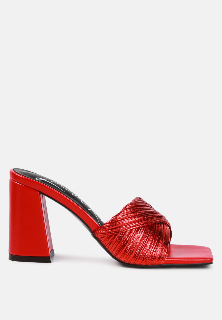 Salty You Crinkled Triangular Block Heel Sandals-5