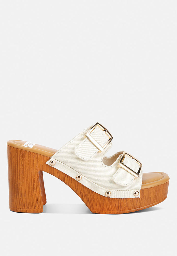 Sarai Buckle Straps High Block Heel Clogs-5