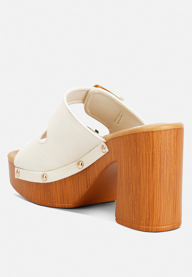 Sarai Buckle Straps High Block Heel Clogs-1