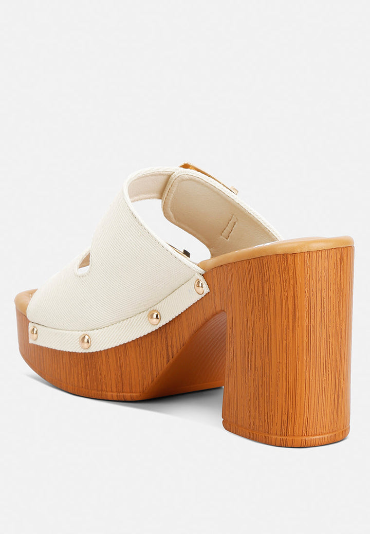 Sarai Buckle Straps High Block Heel Clogs-1