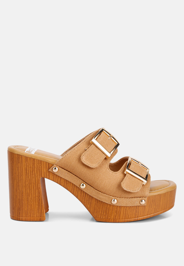 Sarai Buckle Straps High Block Heel Clogs-0