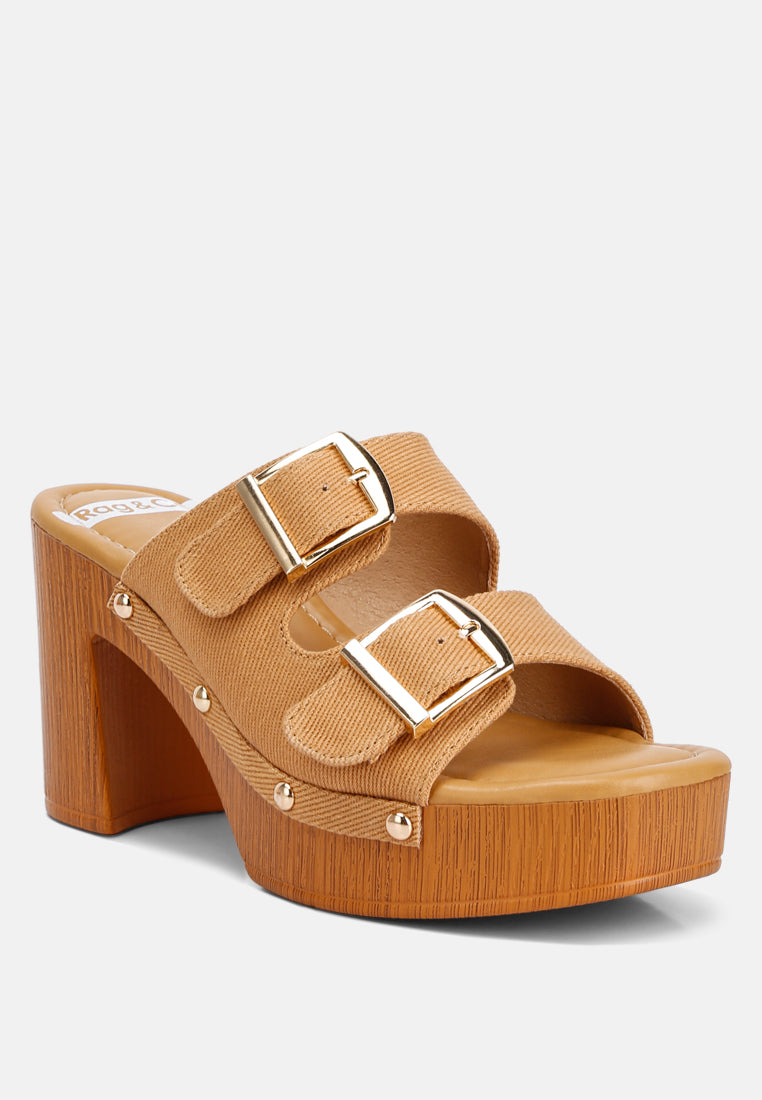 Sarai Buckle Straps High Block Heel Clogs-4