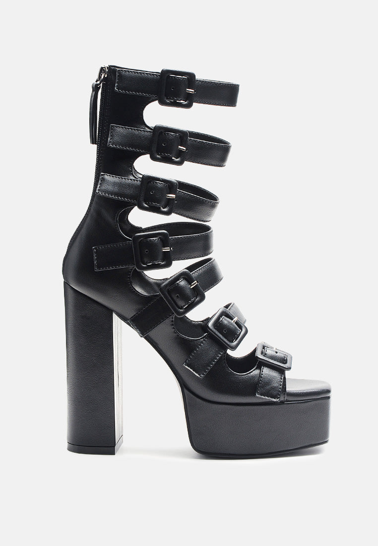 Sarouchi Caged Gladiator Platform Sandals-5