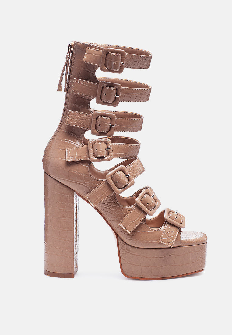 Sarouchi Caged Gladiator Platform Sandals-0