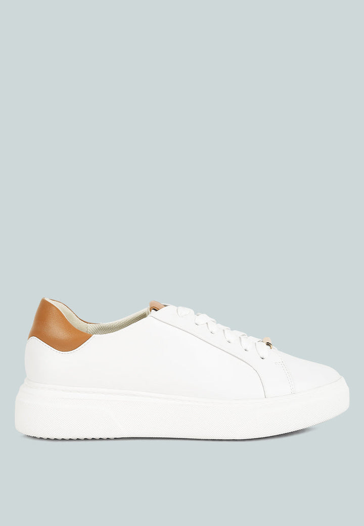 Schick Lace Up Leather Sneakers-5