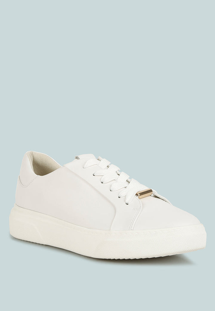 Schick Lace Up Leather Sneakers-1