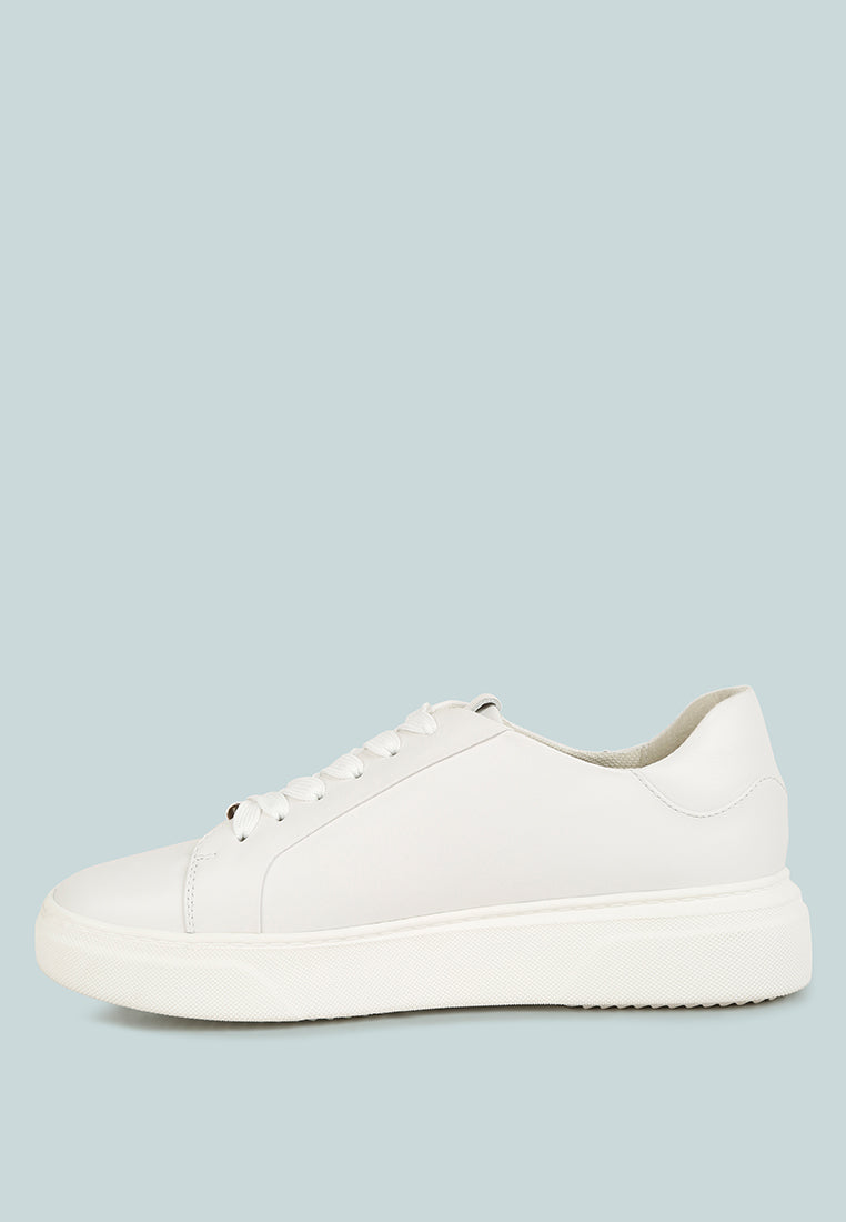 Schick Lace Up Leather Sneakers-3