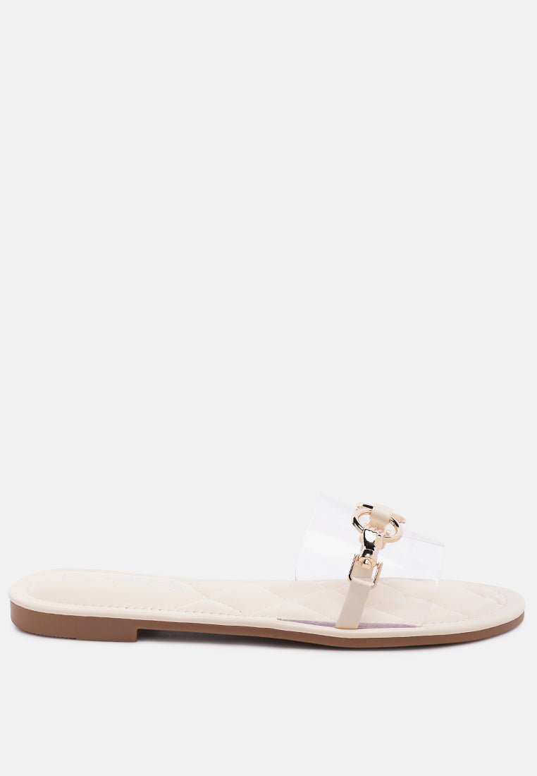 Scoth Clear Buckled Quilted Slides-5