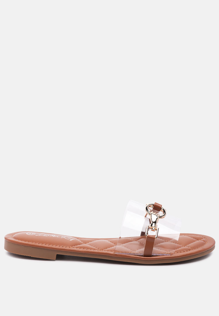 Scoth Clear Buckled Quilted Slides-0