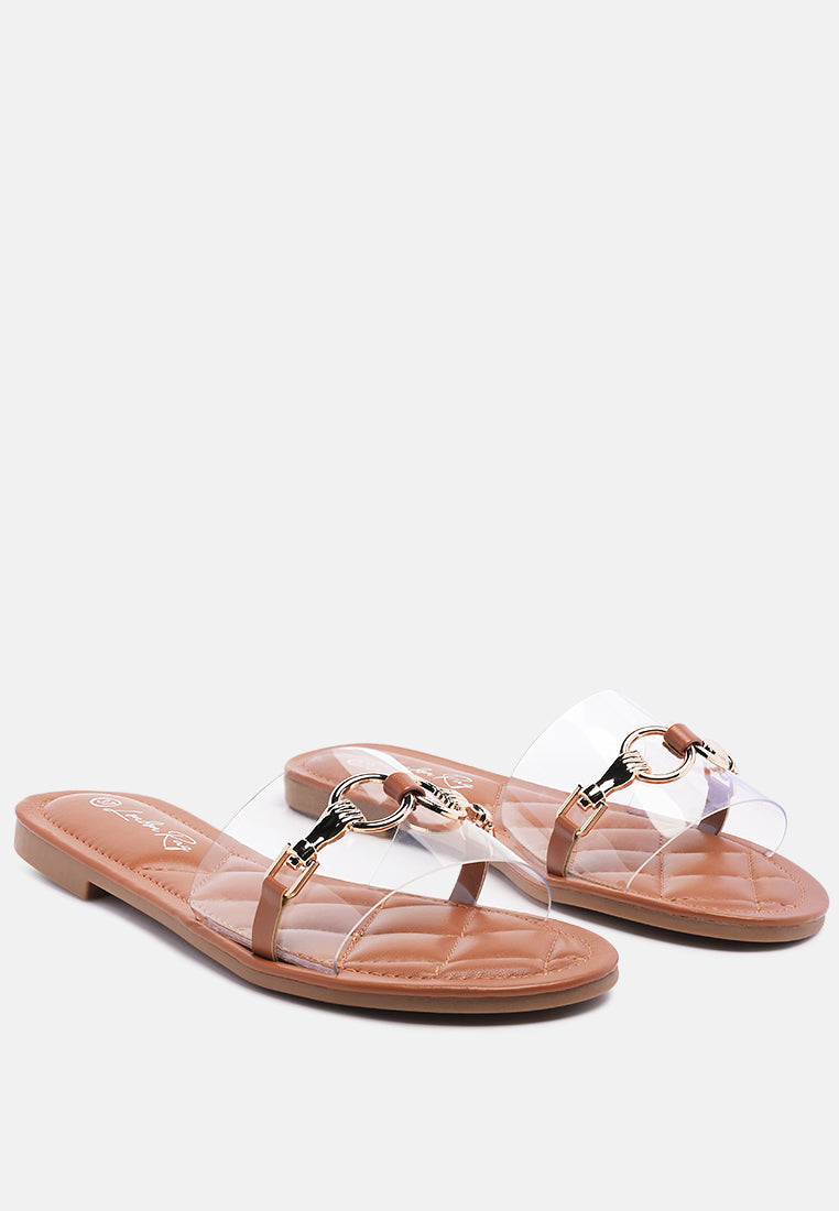 Scoth Clear Buckled Quilted Slides-2