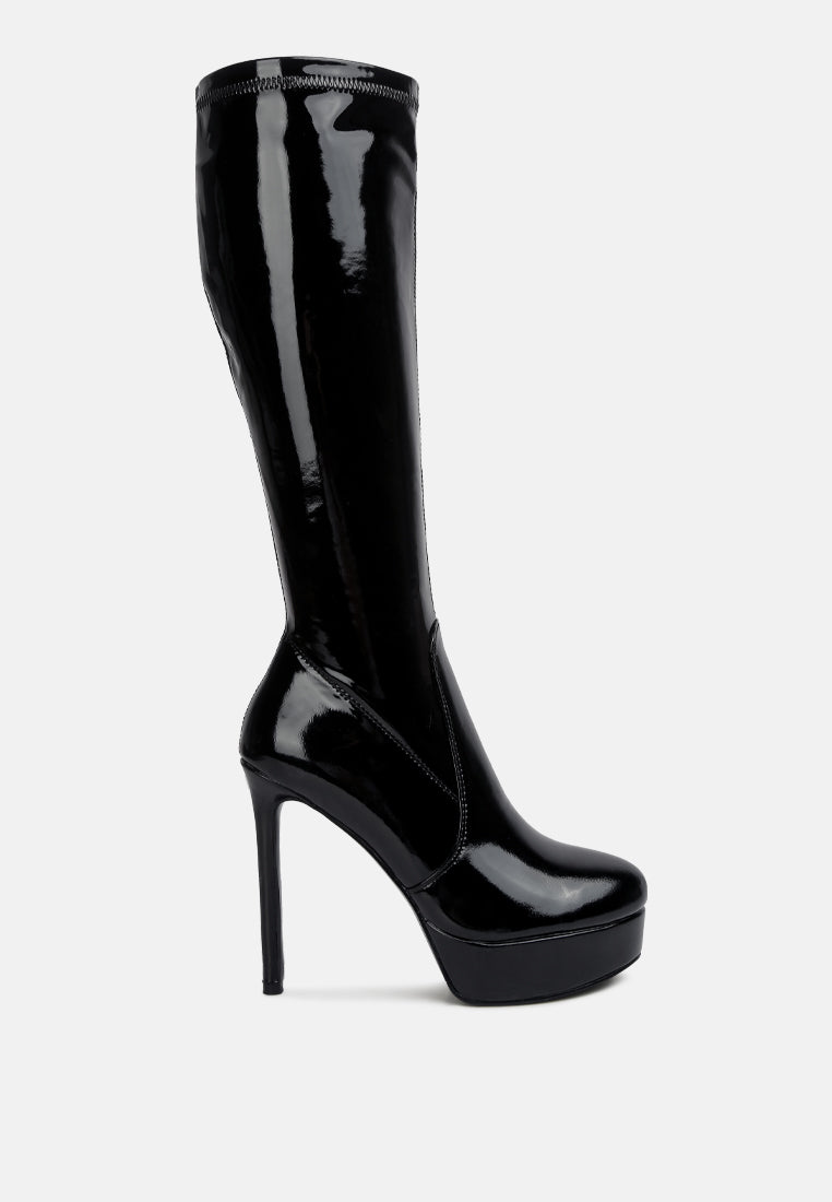 Shawtie High Heel Stretch Patent Calf Boots-7