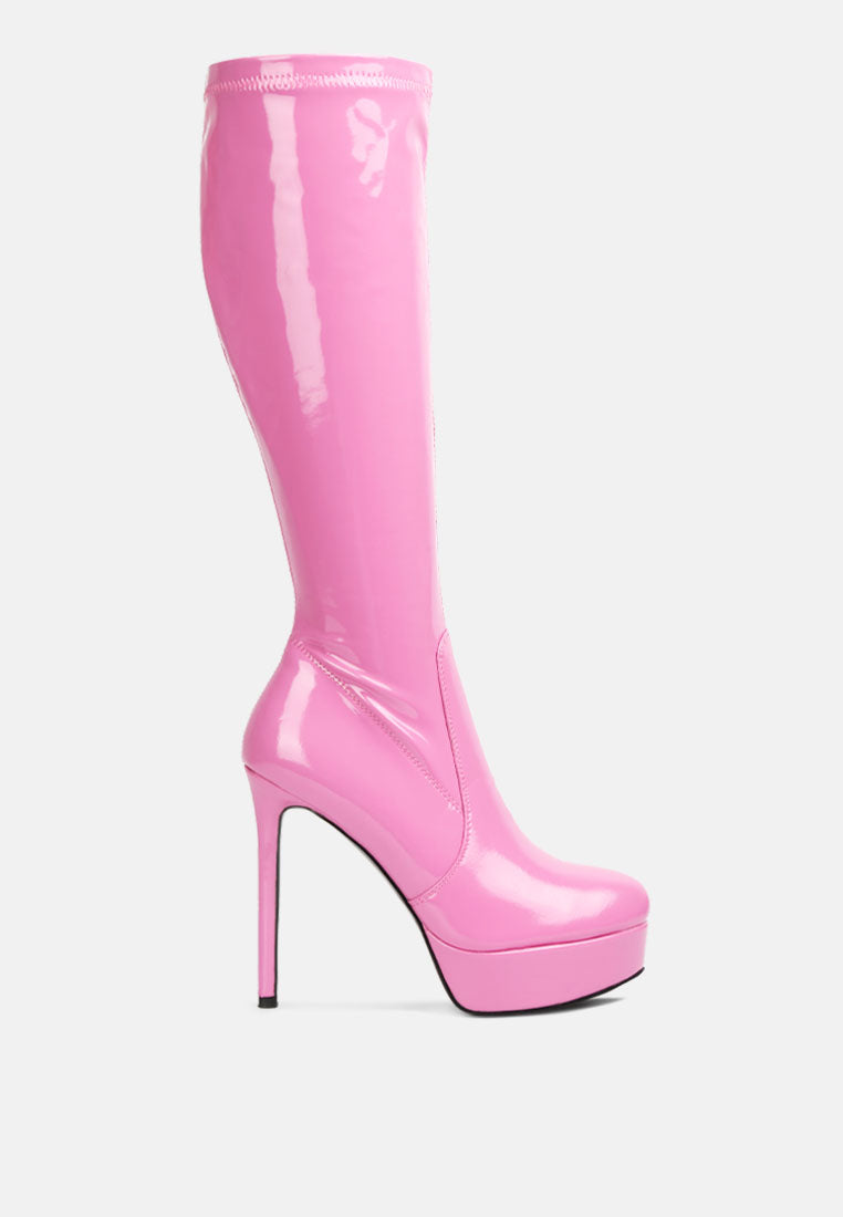 Shawtie High Heel Stretch Patent Calf Boots-0