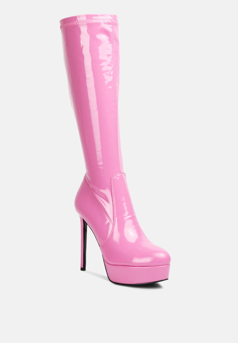 Shawtie High Heel Stretch Patent Calf Boots-2