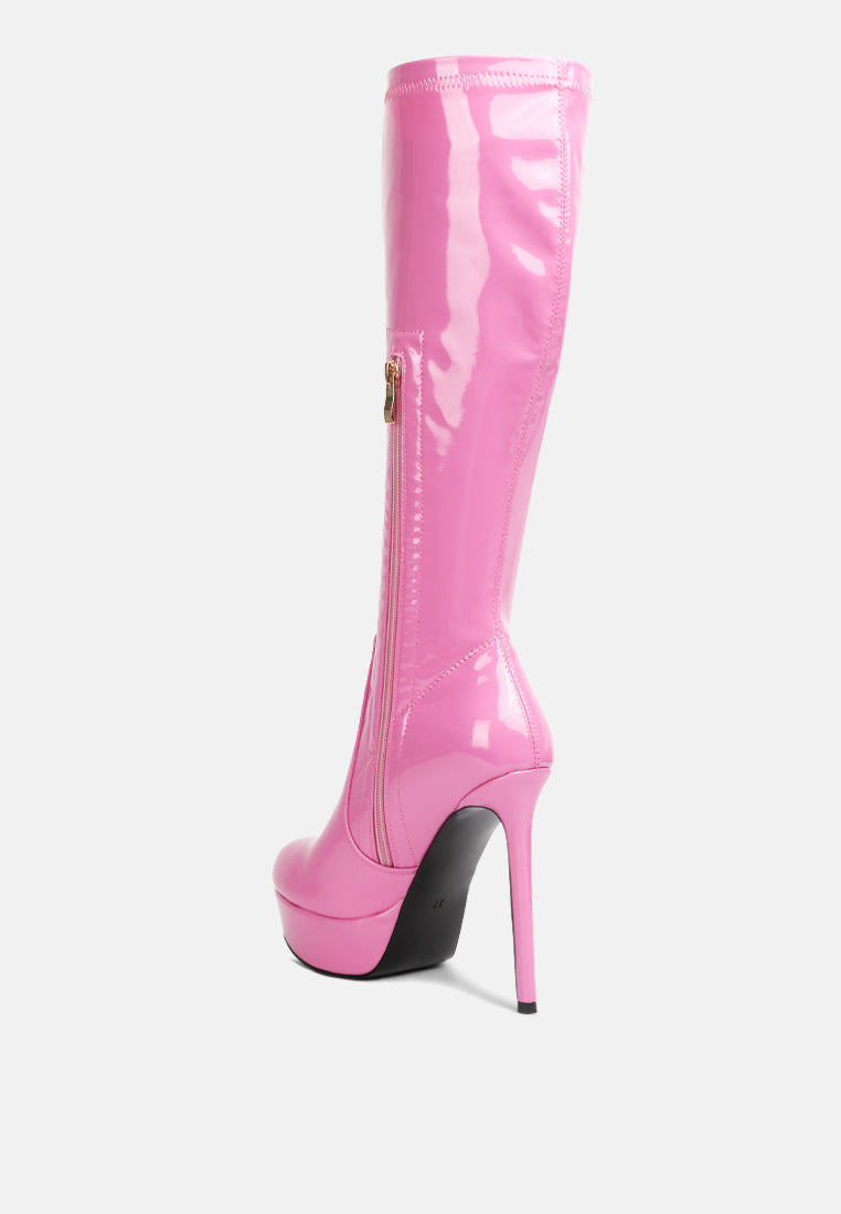 Shawtie High Heel Stretch Patent Calf Boots-3