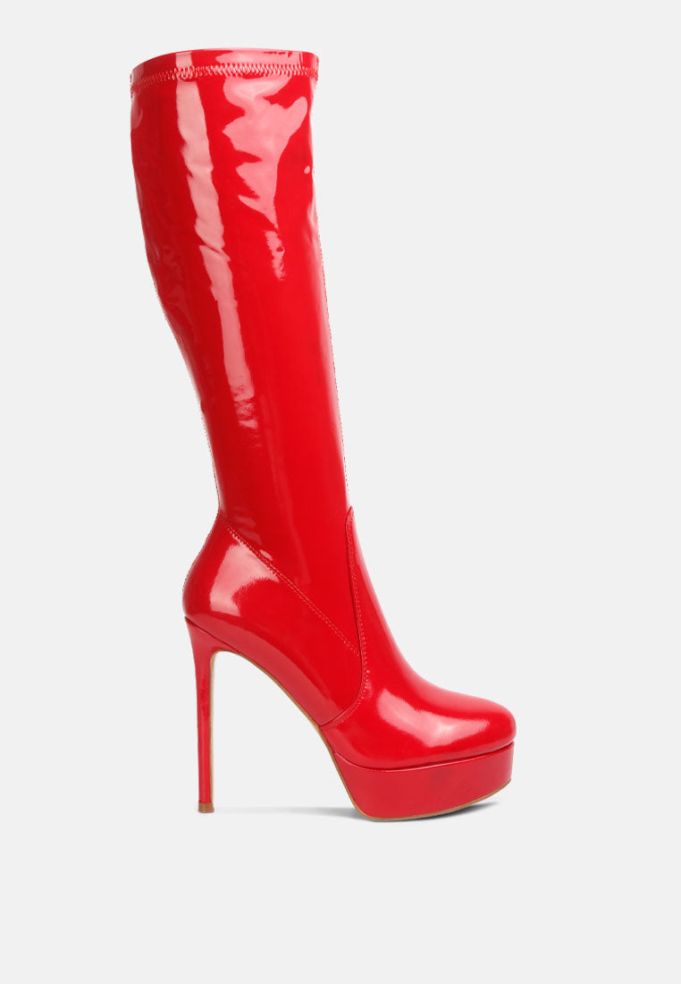 Shawtie High Heel Stretch Patent Calf Boots-5