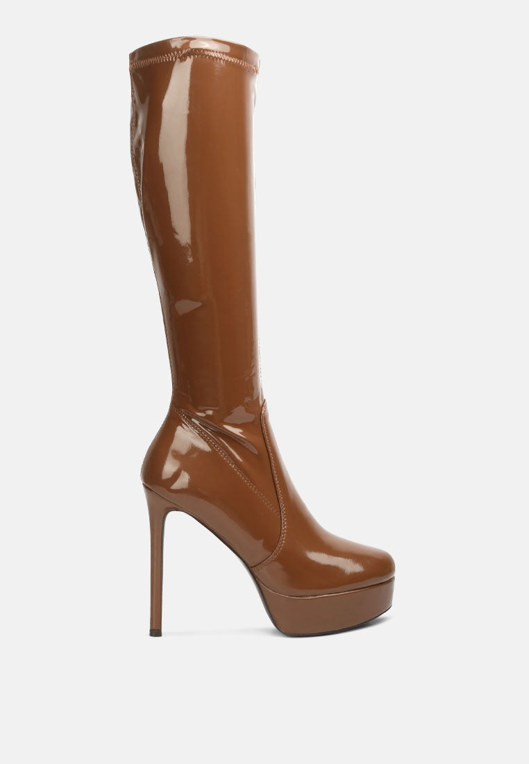 Shawtie High Heel Stretch Patent Calf Boots-6