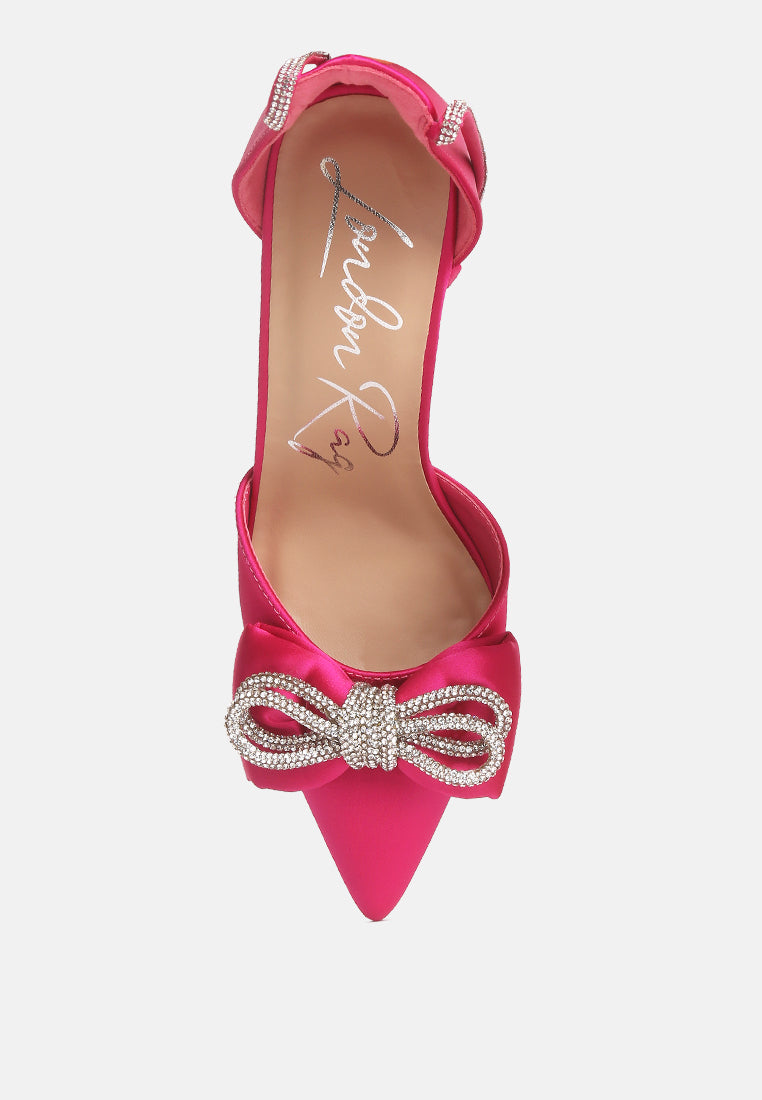 Shoeverse Satin Stiletto Heels With Embellished Bow-3