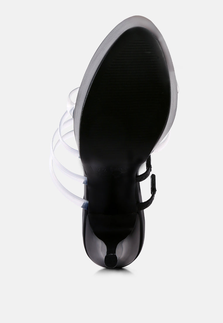 Shots Up Ultra High Heel Clear Straps Sandals-1