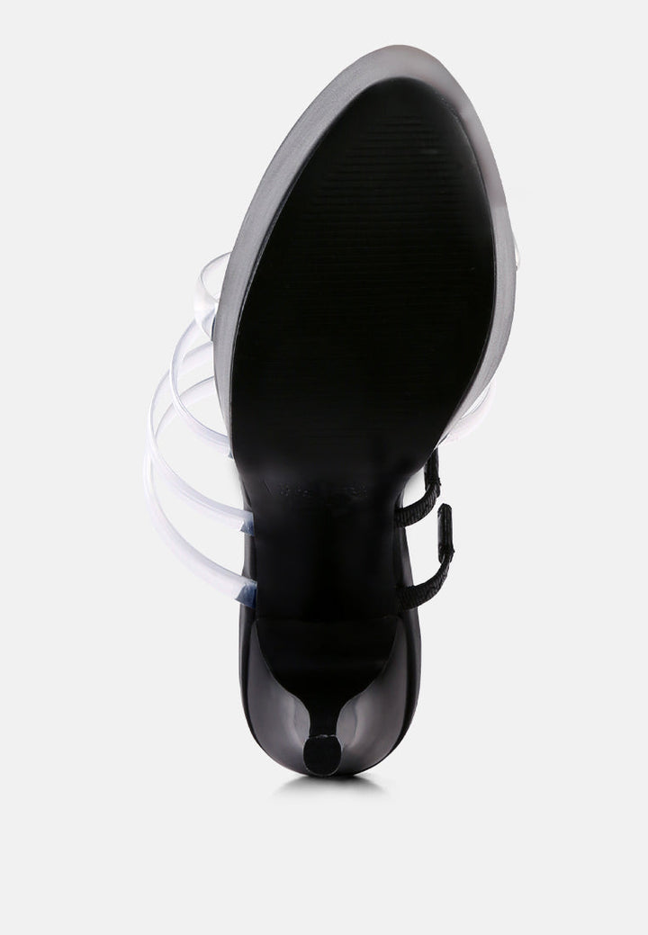 Shots Up Ultra High Heel Clear Straps Sandals-1