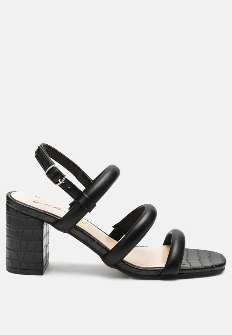 Slater Croc Skin Faux Leather Block Heel Sandals-5