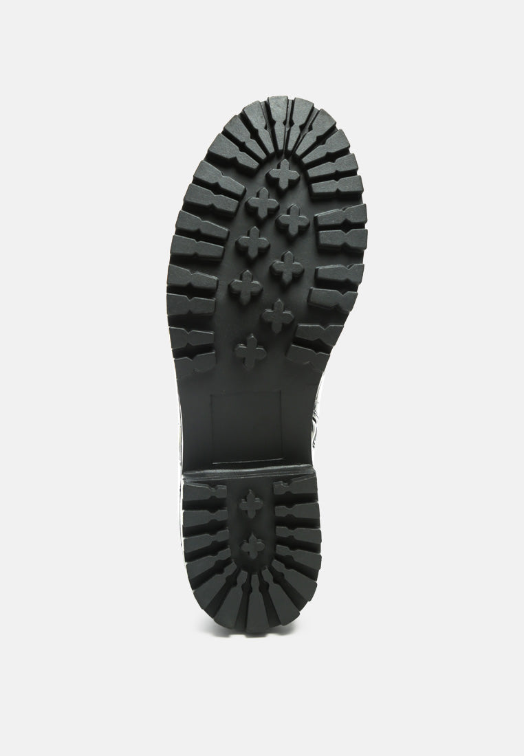 Snac Lace Up Croc Textured Ankle Boots-4