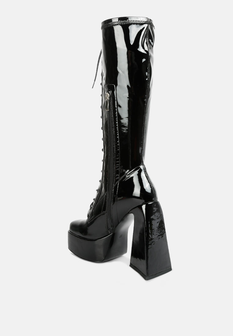 Snowflakes High Platform Calf Boots-2