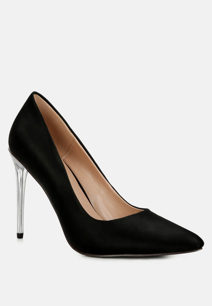Stakes Clear High Heel Satin Pump Heels-1
