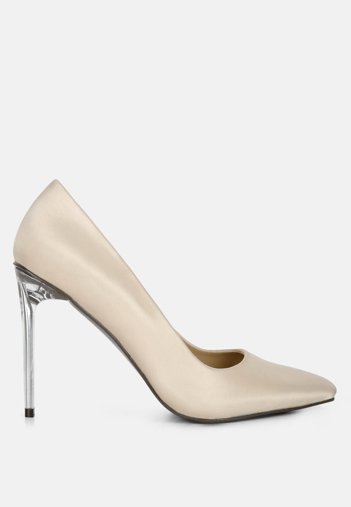Stakes Clear High Heel Satin Pump Heels-5