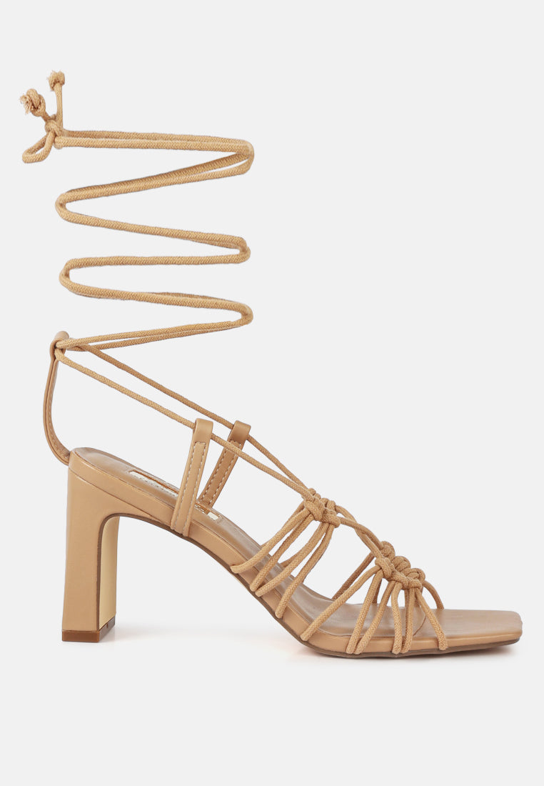 Strings Attach Lace Up Italian Block Heel Sandals-0