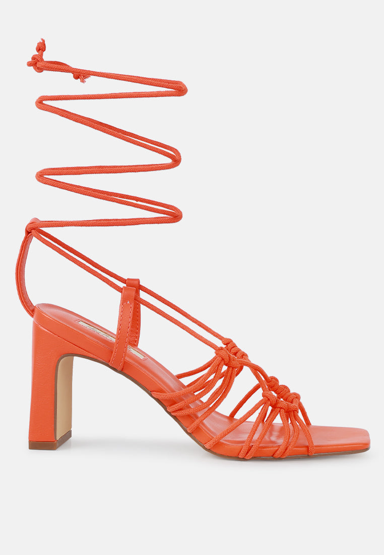 Strings Attach Lace Up Italian Block Heel Sandals-5