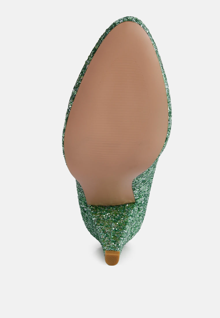 Sugar Plum Glitter Conical Heel Pumps-4