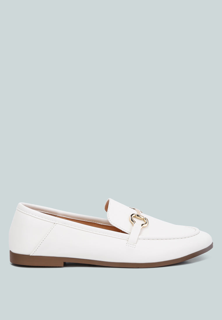 Talula Horsebit Embellished Faux Leather Loafers-5