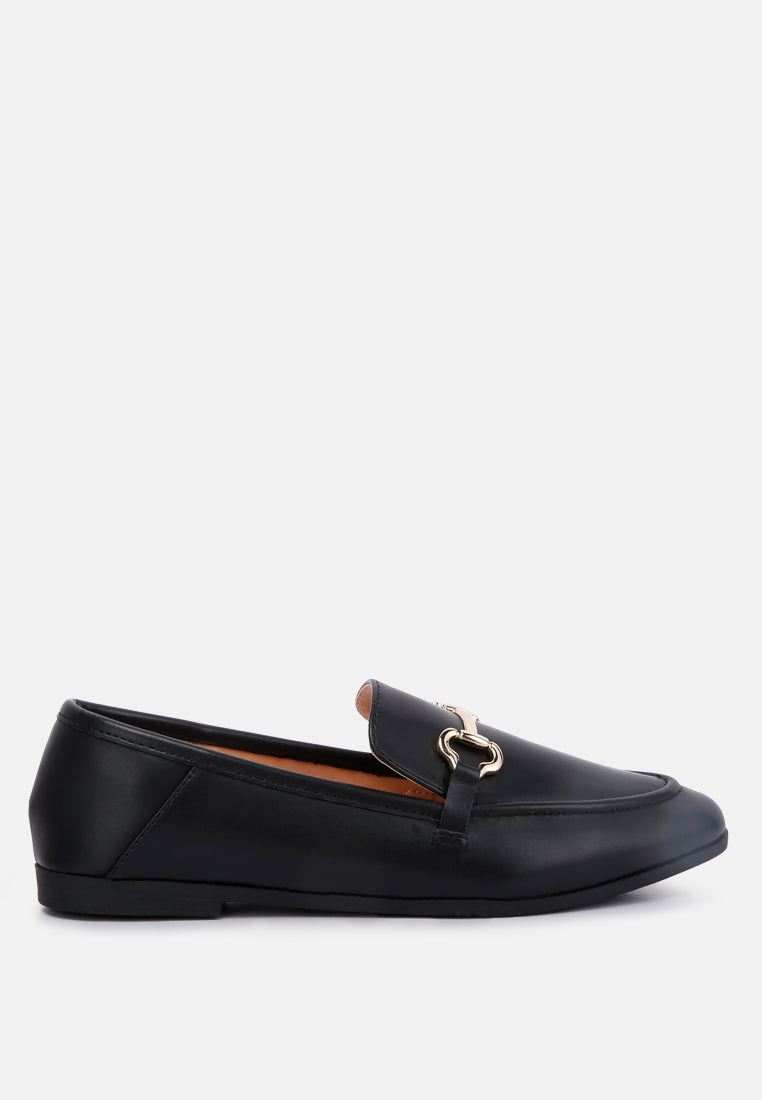 Talula Horsebit Embellished Faux Leather Loafers-0