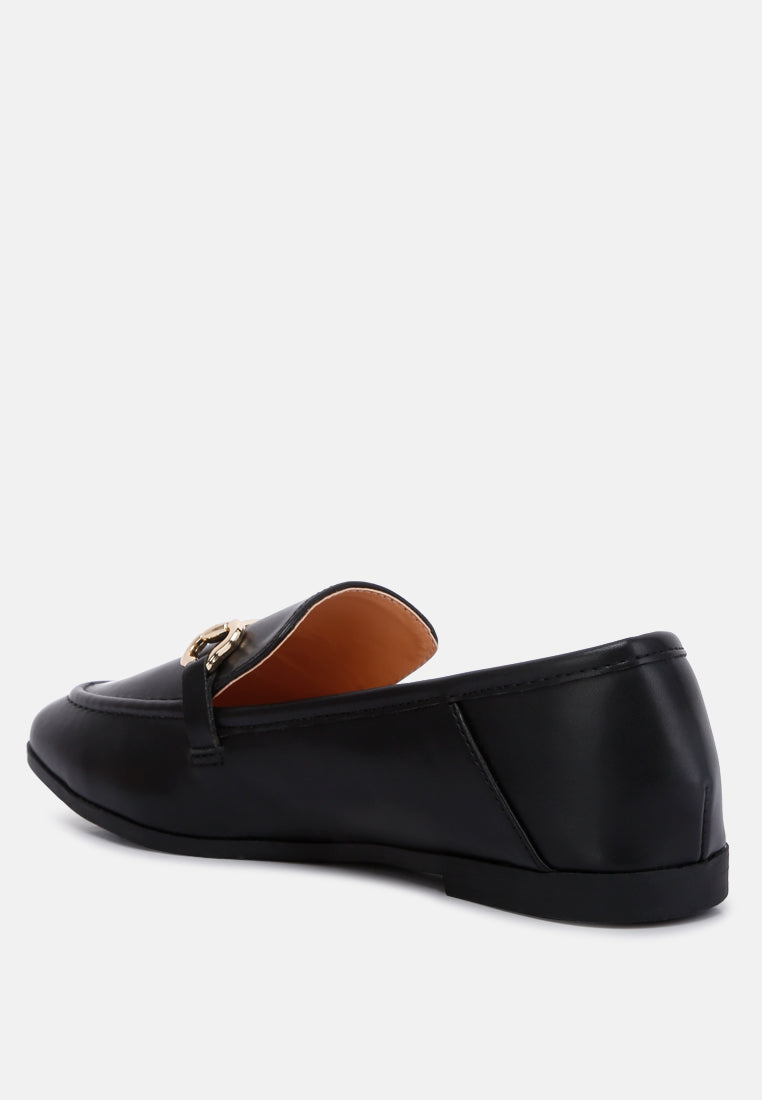 Talula Horsebit Embellished Faux Leather Loafers-2