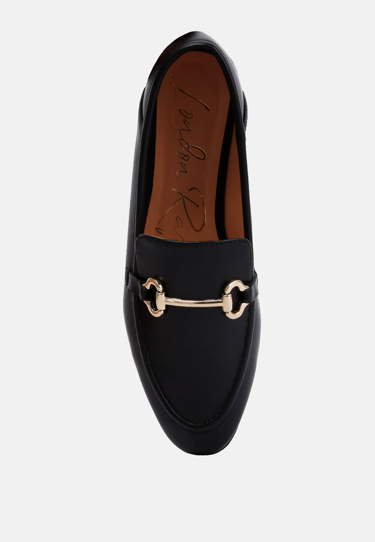 Talula Horsebit Embellished Faux Leather Loafers-3