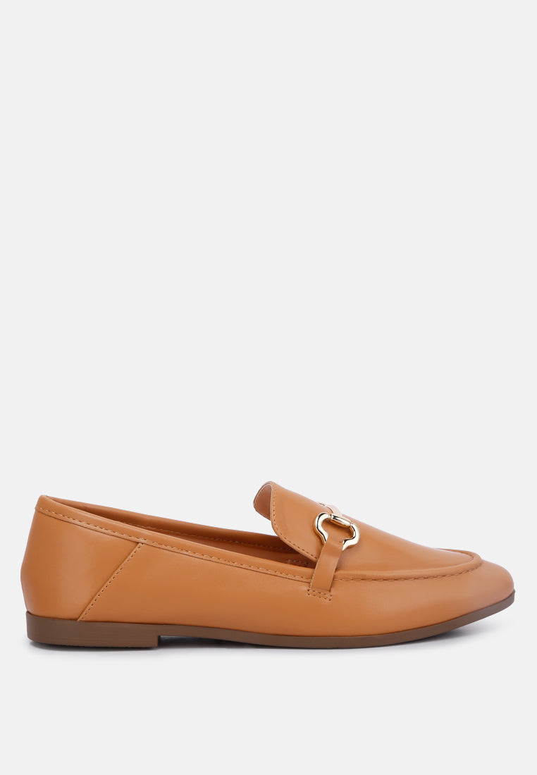 Talula Horsebit Embellished Faux Leather Loafers-6
