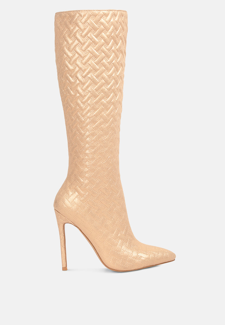 Tinkles Embossed High Heeled Calf Boots-6