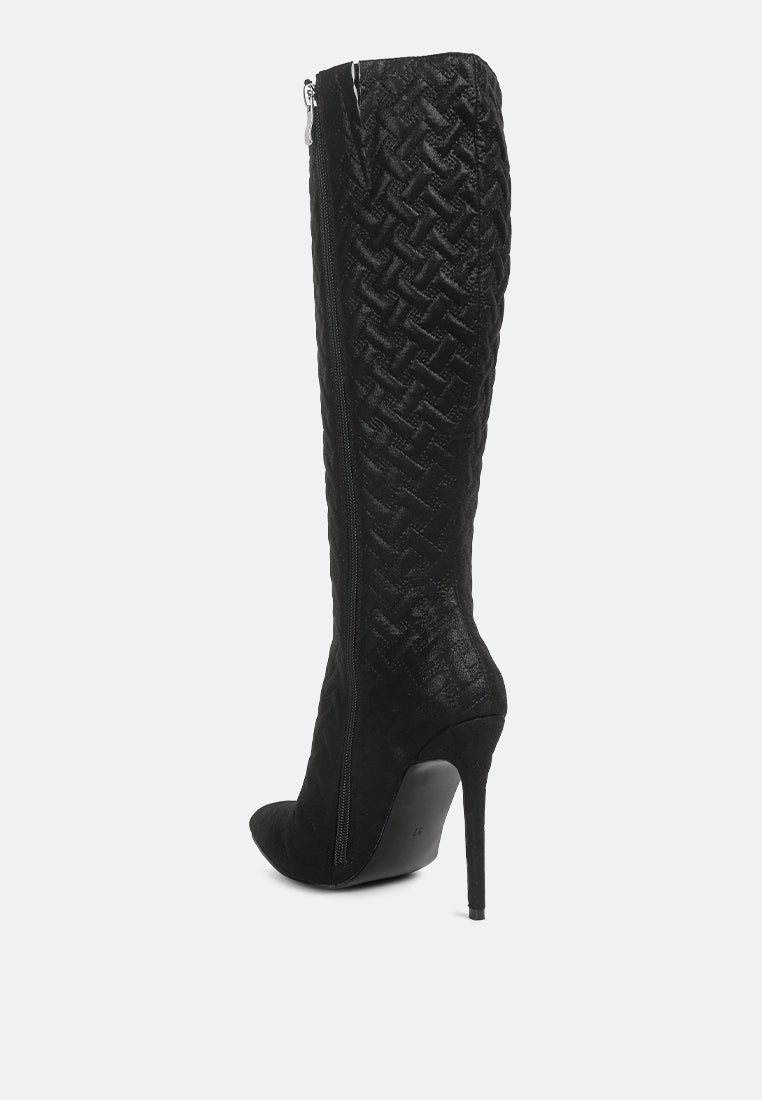 Tinkles Embossed High Heeled Calf Boots-2