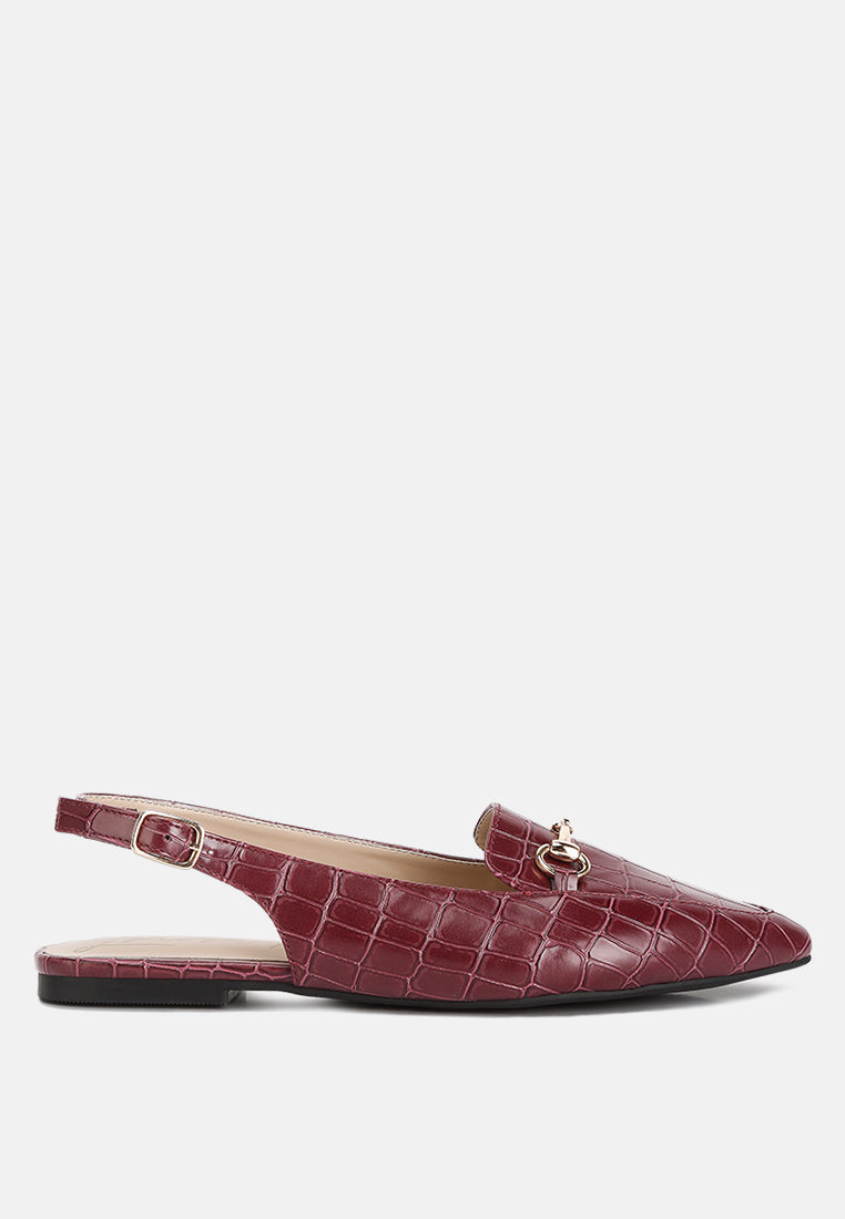 Trempe Croc Slingback Flat Sandals-5