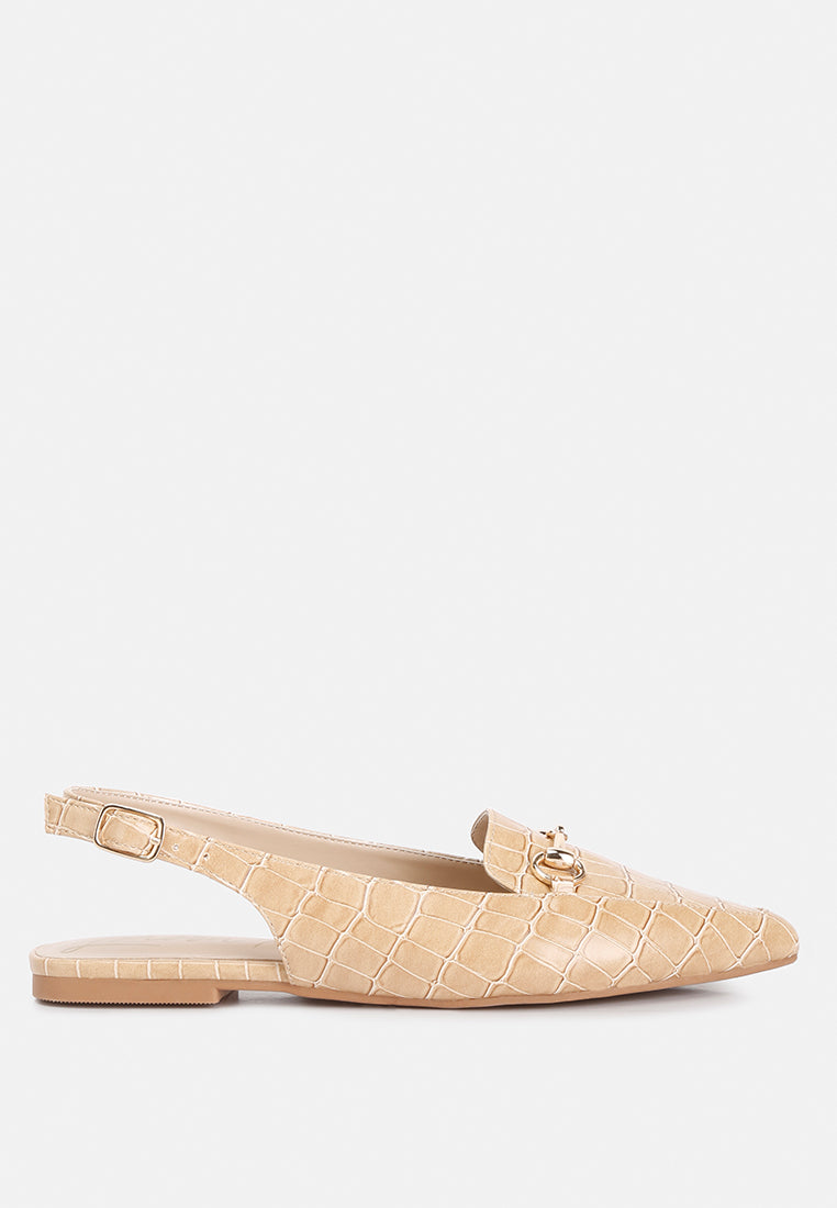 Trempe Croc Slingback Flat Sandals-6