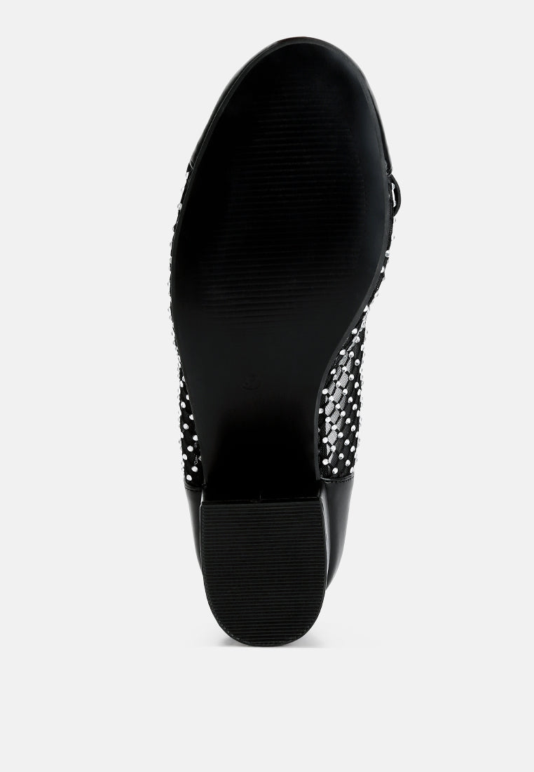 Tudum Rhinestone Detail Mesh Ballerinas-4