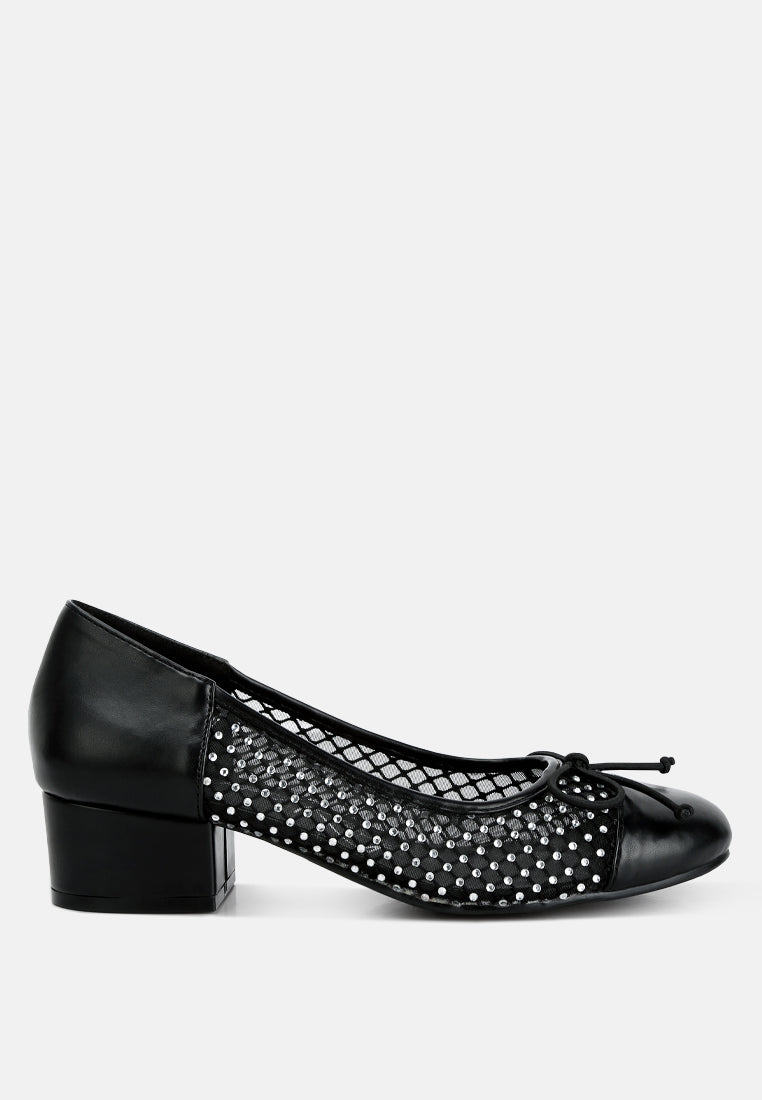 Tudum Rhinestone Detail Mesh Ballerinas-0