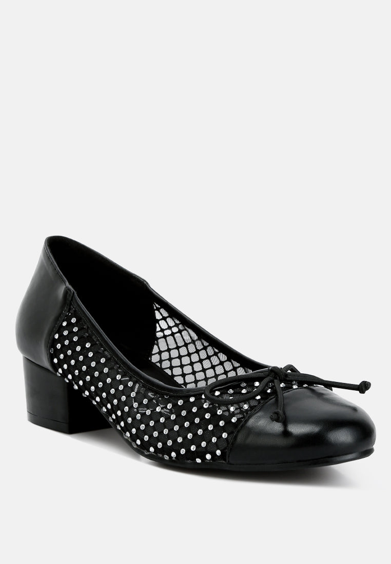 Tudum Rhinestone Detail Mesh Ballerinas-1