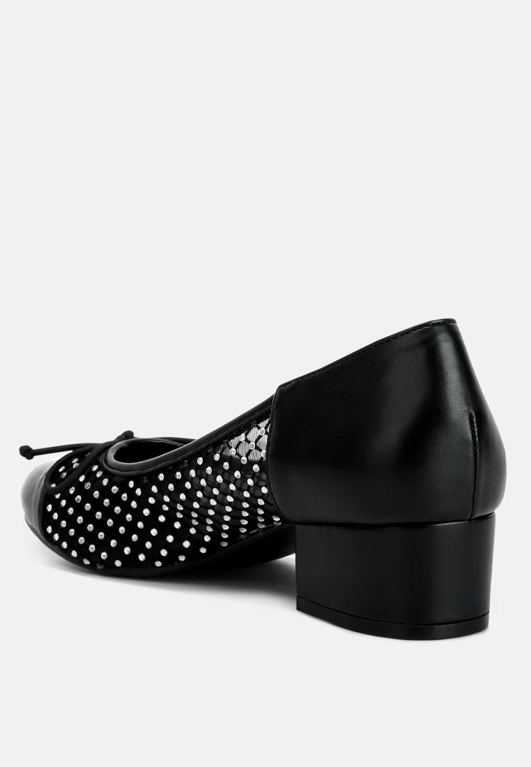 Tudum Rhinestone Detail Mesh Ballerinas-2