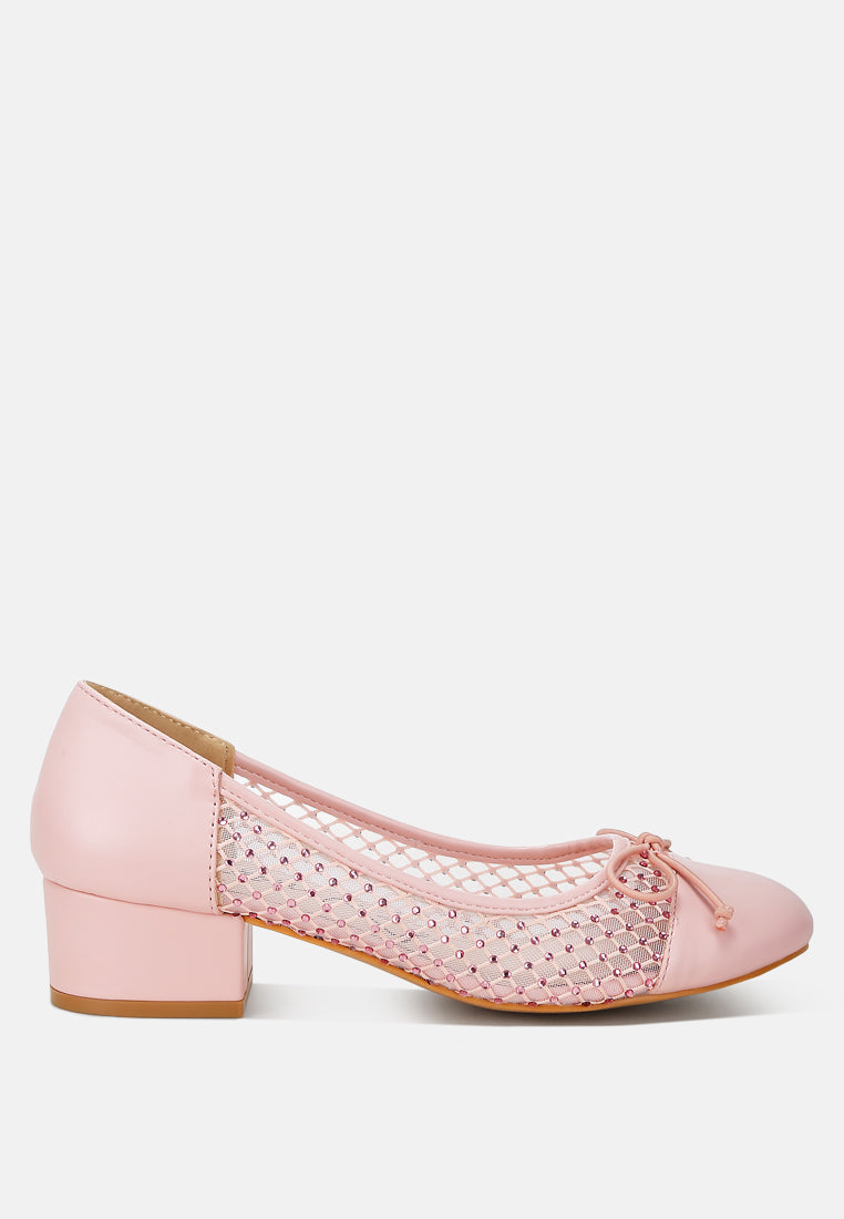 Tudum Rhinestone Detail Mesh Ballerinas-6